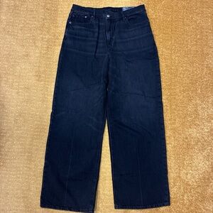 NWT American Eagle curvy baggy jeans w/ asymmetrical waist size:14L color:black